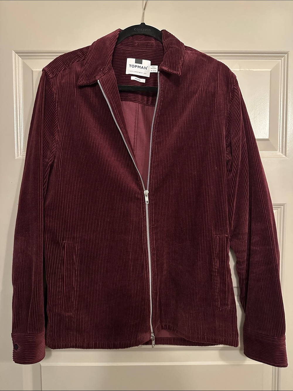 Topman Burgundy Corduroy Zip-Up Shirt Jacket